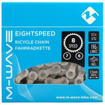 Цепь M-WAVE, 1/2x3/32, 116 links, silver/grey, 8/7/6-speed, with connecting link, box 301907 фото