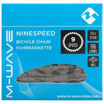 Цепь M-WAVE, 1/2x11/128, 116 links, grey, 9-speed, with connecting link, box 301902 фото