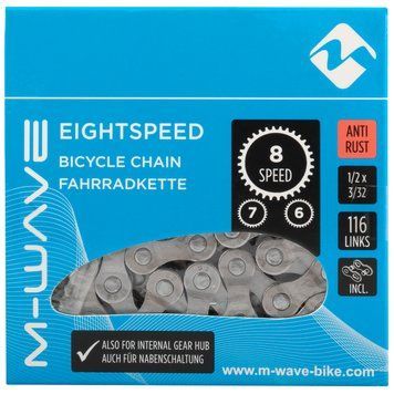 Цепь M-WAVE, Anti-Rust, 1/2x3/32, 116 links, 8-speed, with connecting link, box 301908 фото