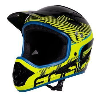 Шлем FORCE TIGER downhill. black-fluo-blue S-M 902104 фото